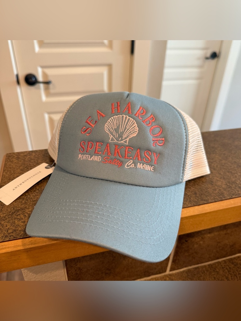 NWT Anthropologie Sea Harbor Blue Trucker Hat